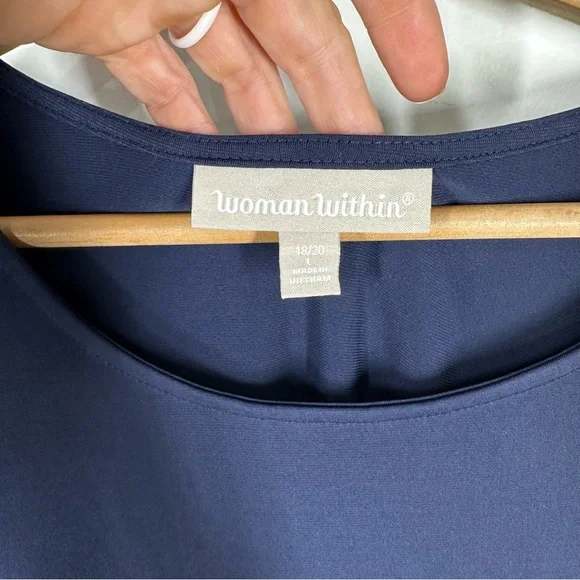 Woman Within Navy Blue Short Sleeve Top Plus Size 18/20 - Picture 3 of 5